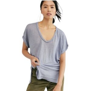 Free People | We The Free Under The Sun Oversized Light Blue Super Soft Boho Tee